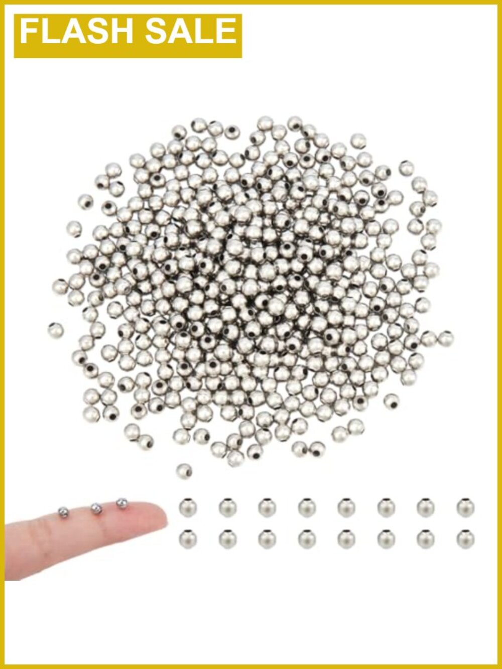 304 Stainless Steel Round Beads 4mm 1000 Pack Spacer Beads DIY Jewelry Making
